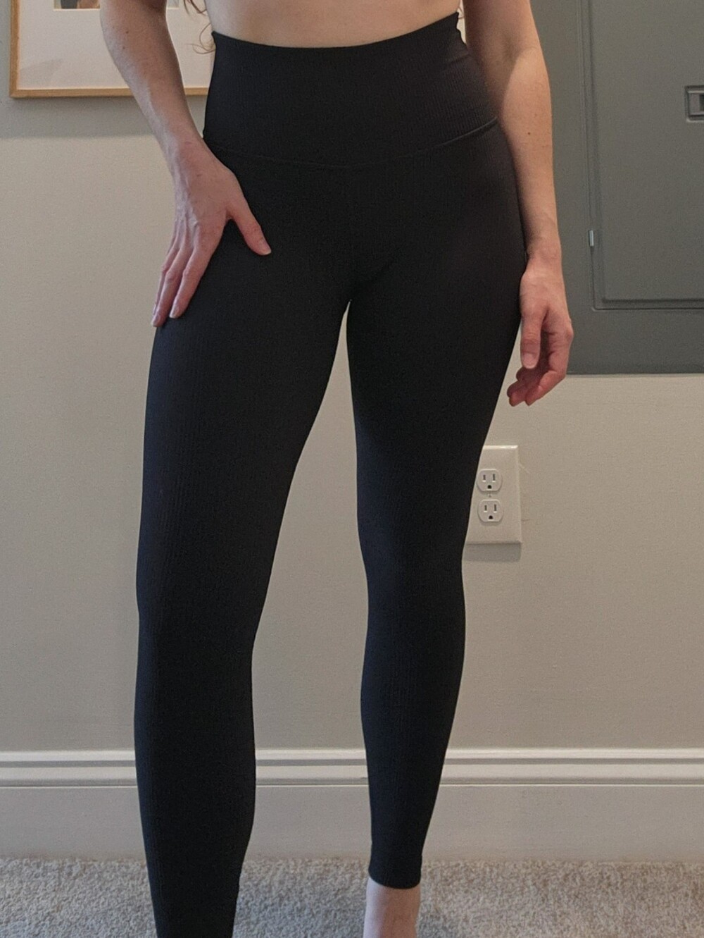 Altheta Ribbed High-Waist Black Leggings